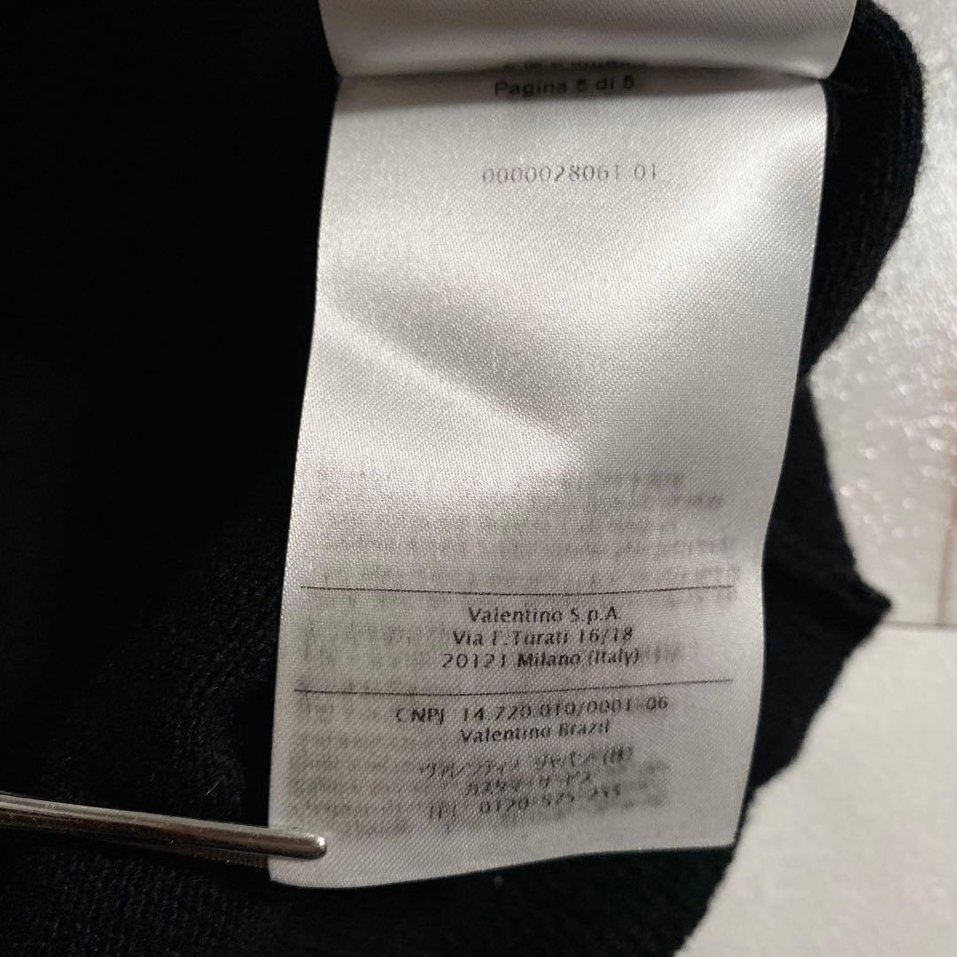 A18554 美品 ヴァレンティノ ウールカシミヤ VLTNロゴニット 黒 M