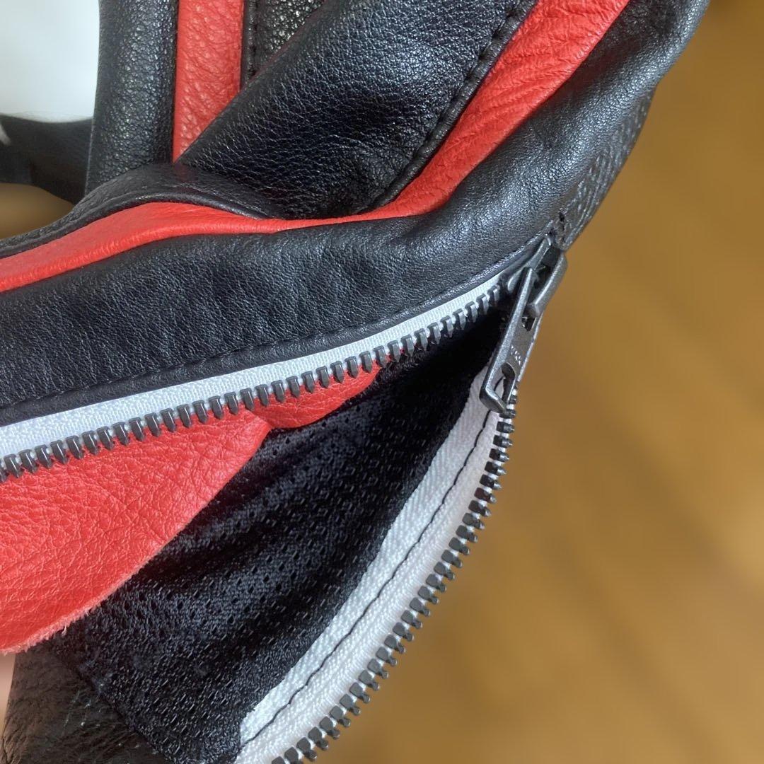 バイク用レザージャケット ホワイト/ブラック/レッド 希少サイズのLLの3W