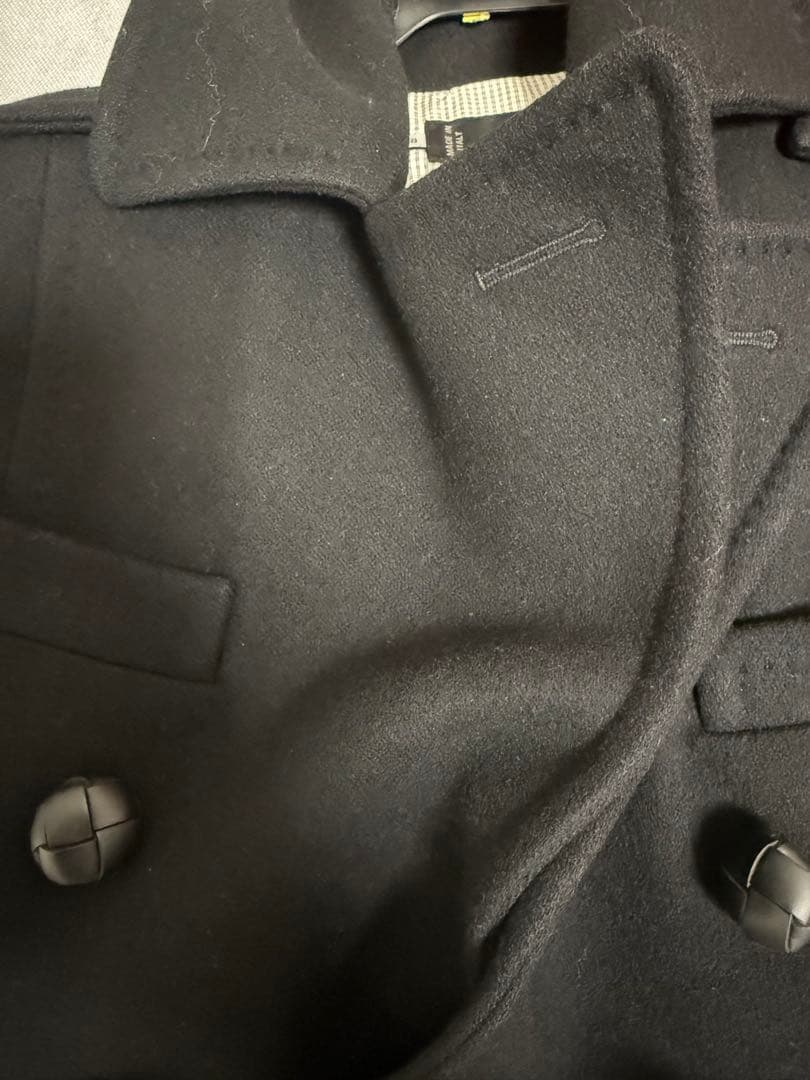 ディースクエアード ウール ダブルブレスト ピーコート ブラック