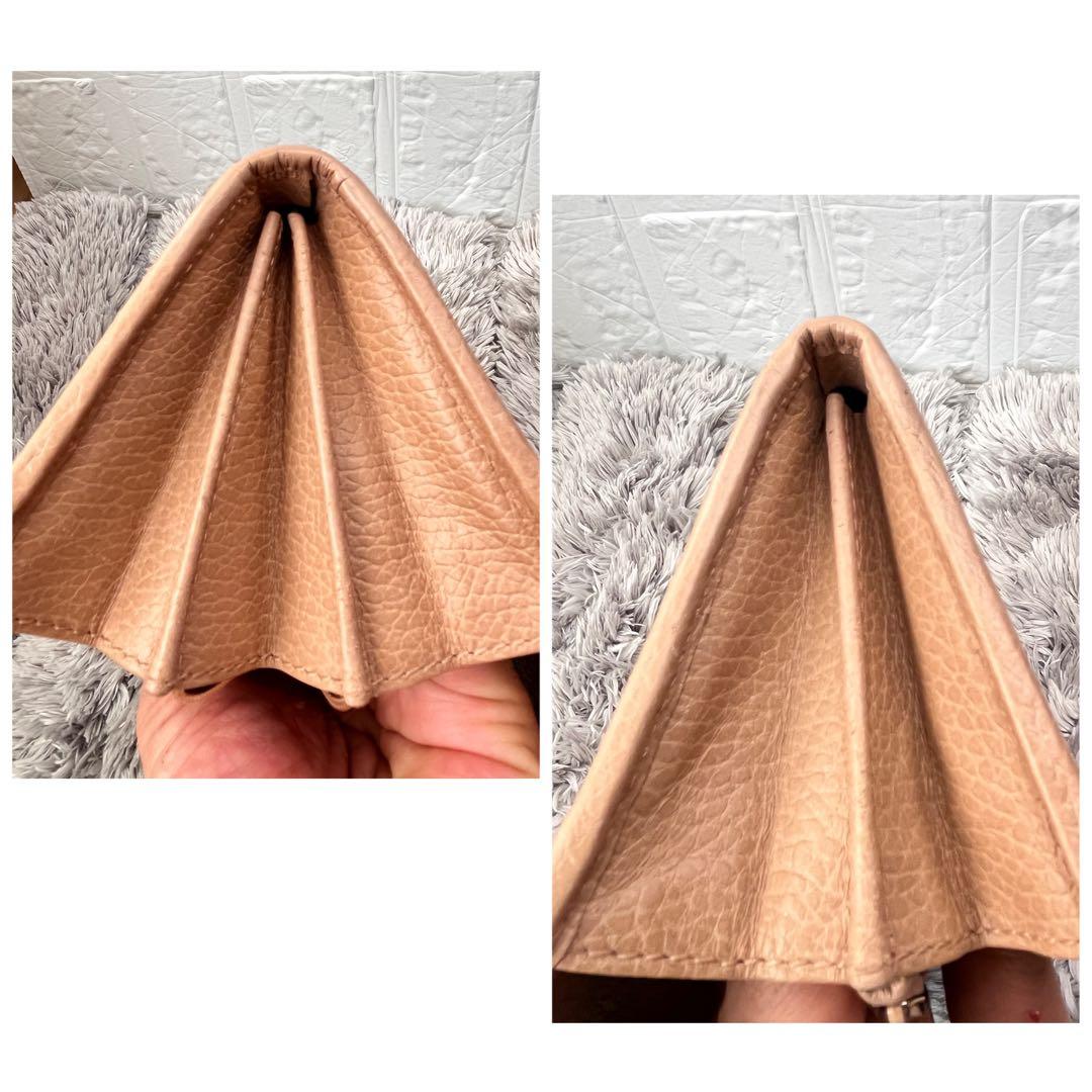 美品✨GUCCI インターロッキング　シボレザー　長財布　ベージュ　レディース