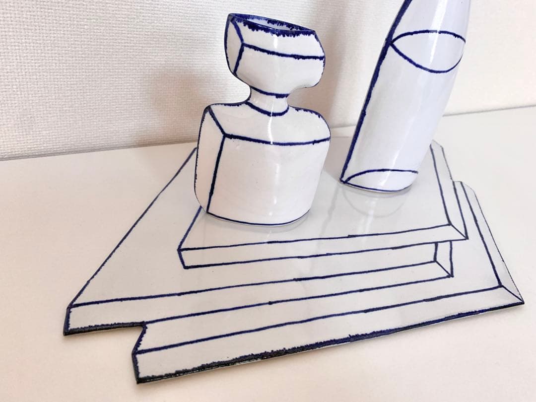 【定価25万】マリアンヌハルバーグ オリジナル一点物3点セット 花瓶 陶板手作り