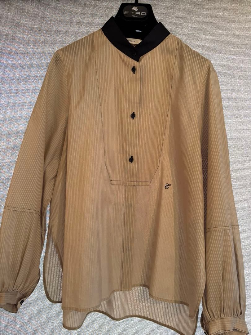 ebure Ron Hermanシルクコットンスルーストライプ ブラウス