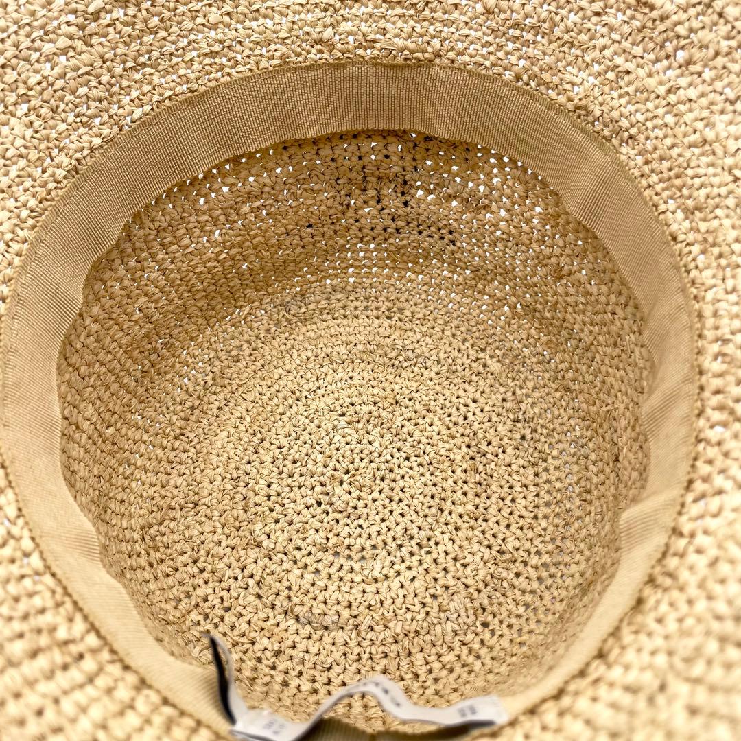 極美品★セリーヌ　ラフィア　バケットハット　帽子　トリオンフ　レディース　S