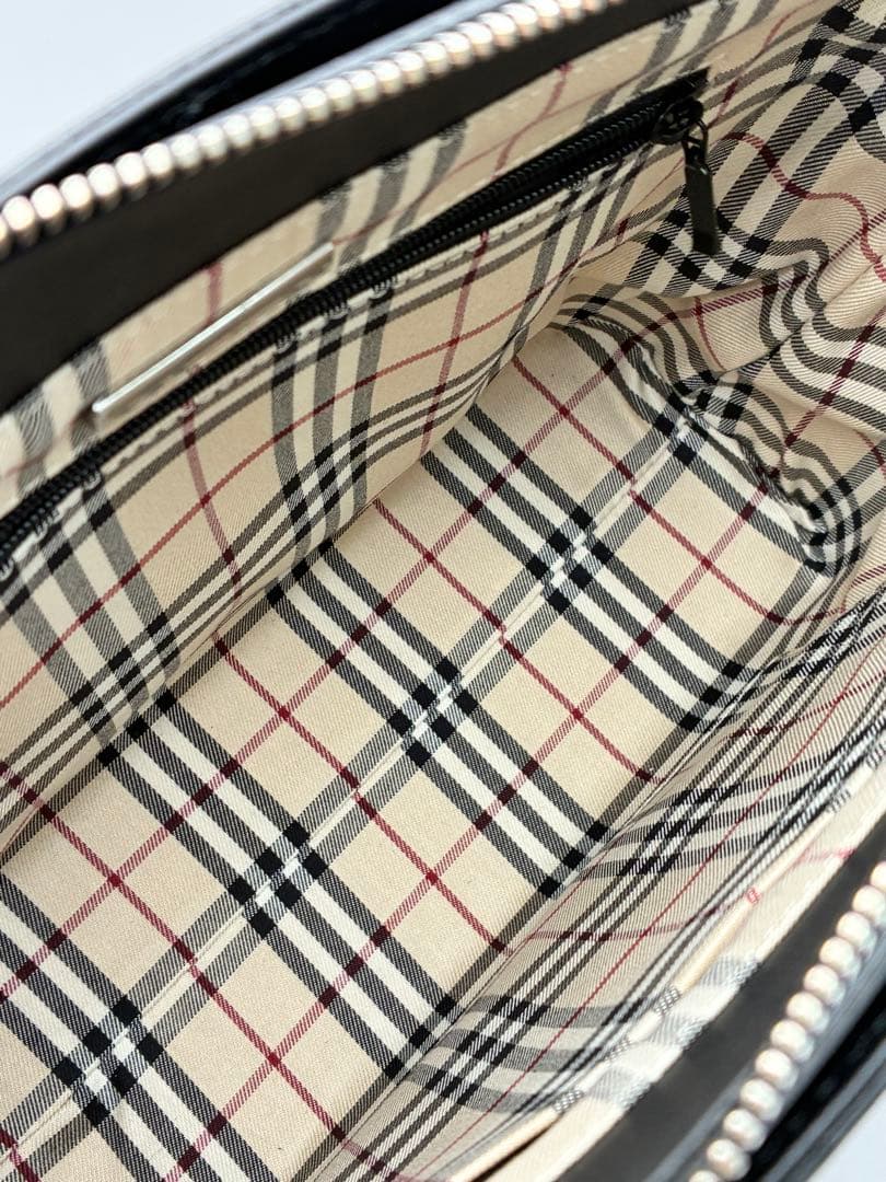 バーバリー オールレザー ノバチェック ハンドバッグ