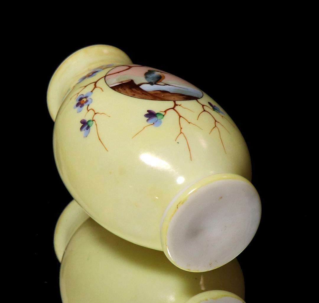 オールド・バカラ レア 淡黄色 オパーリンクリスタル製手彩色日本趣味花鳥図飾壷