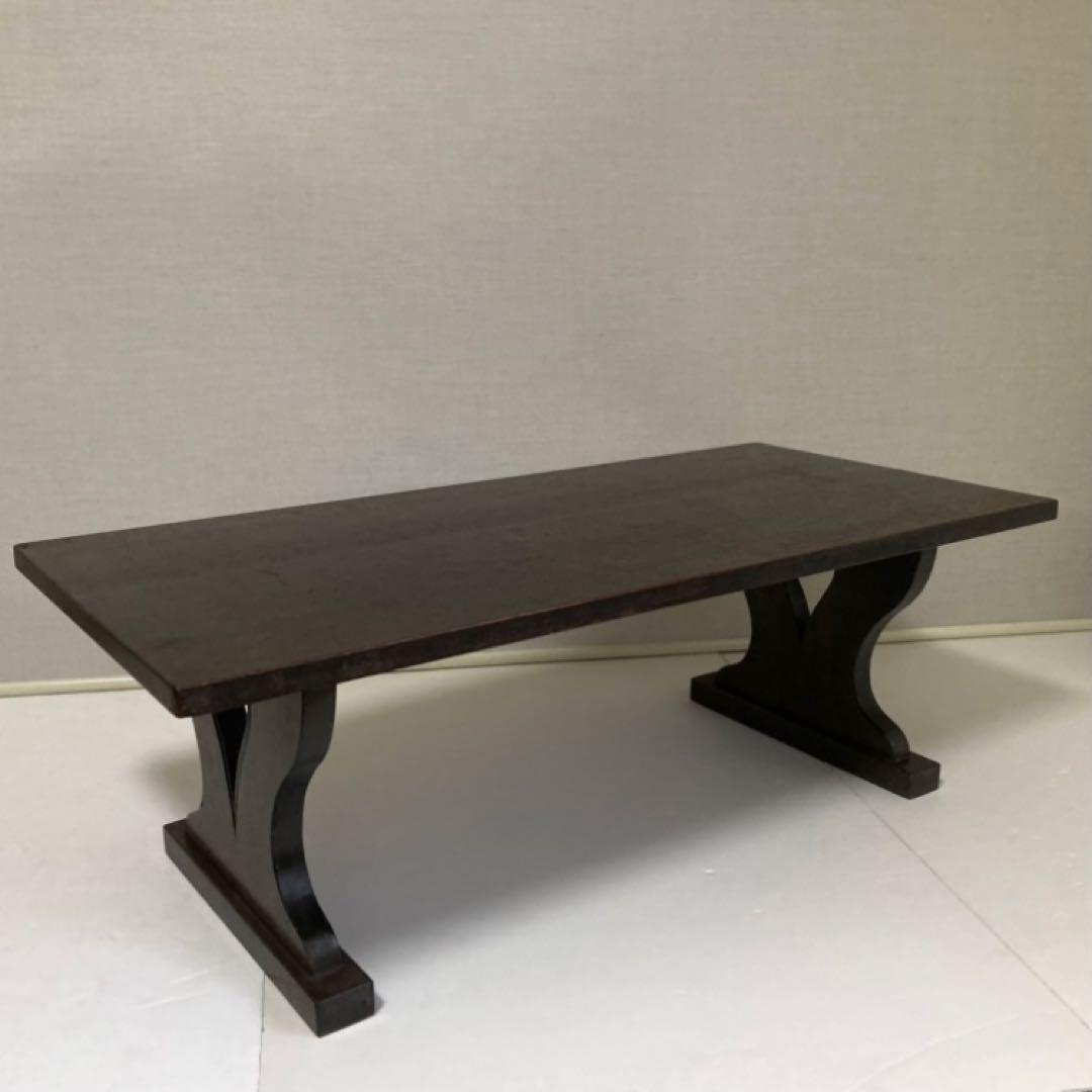 古い味のある文机 座卓 置物台 飾り棚 大型 透かし ハート型 木製 レトロ