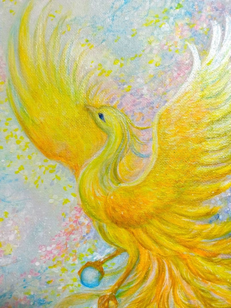 菜*香様 No.508 F4キャンバス 原画 アクリル絵画 開運絵画 鳳凰 肉筆