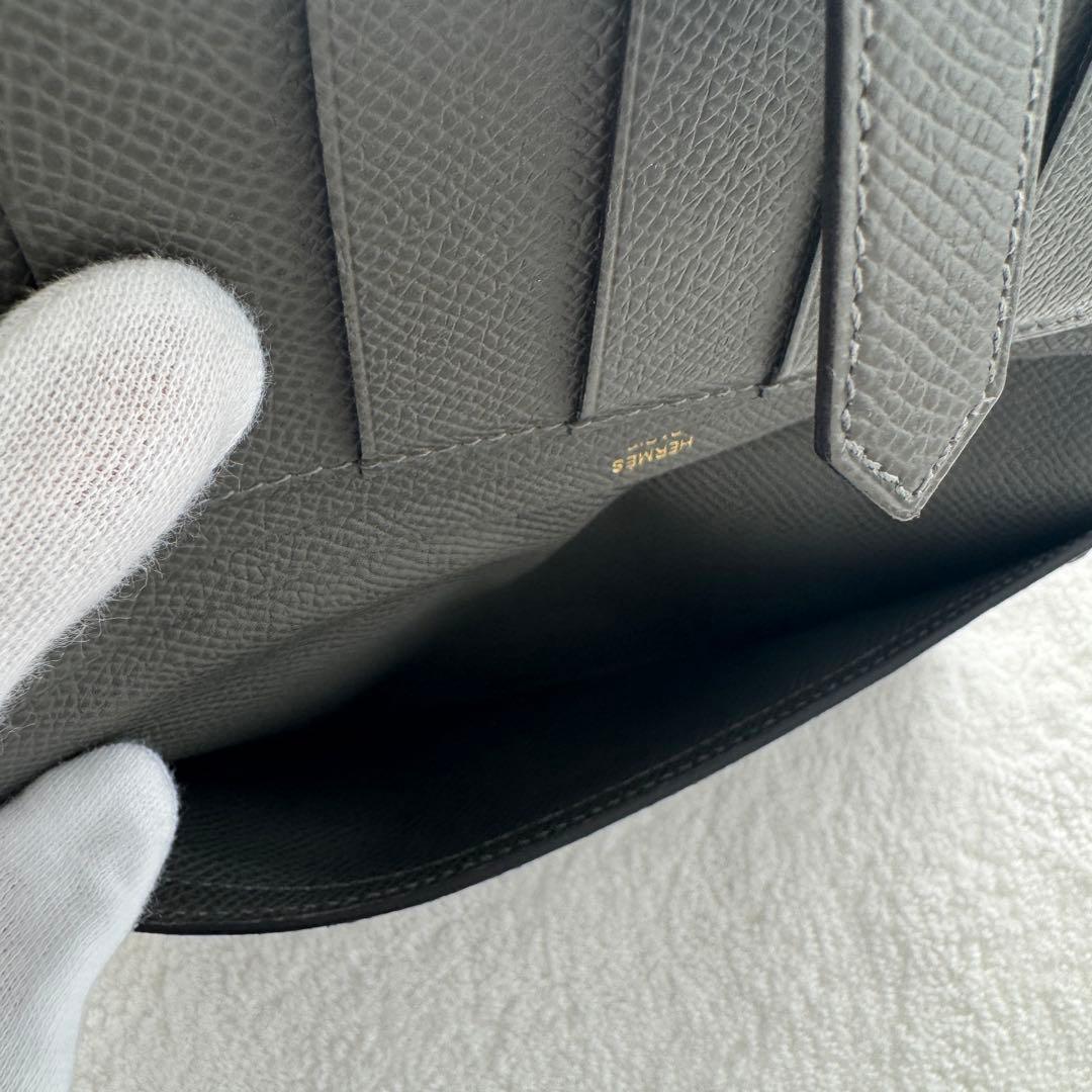 エルメス　長財布　ベアンスフレ　グレー