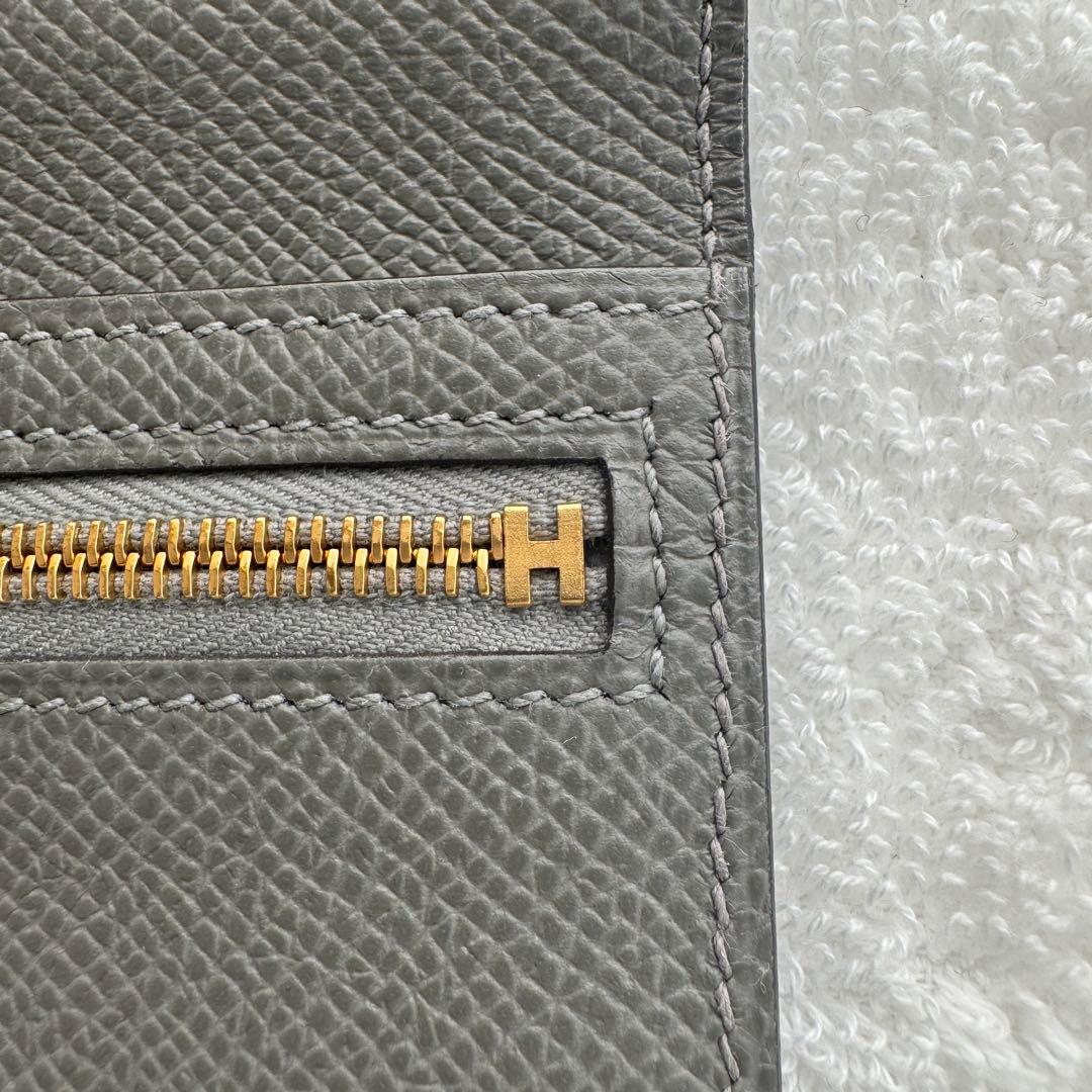 エルメス　長財布　ベアンスフレ　グレー
