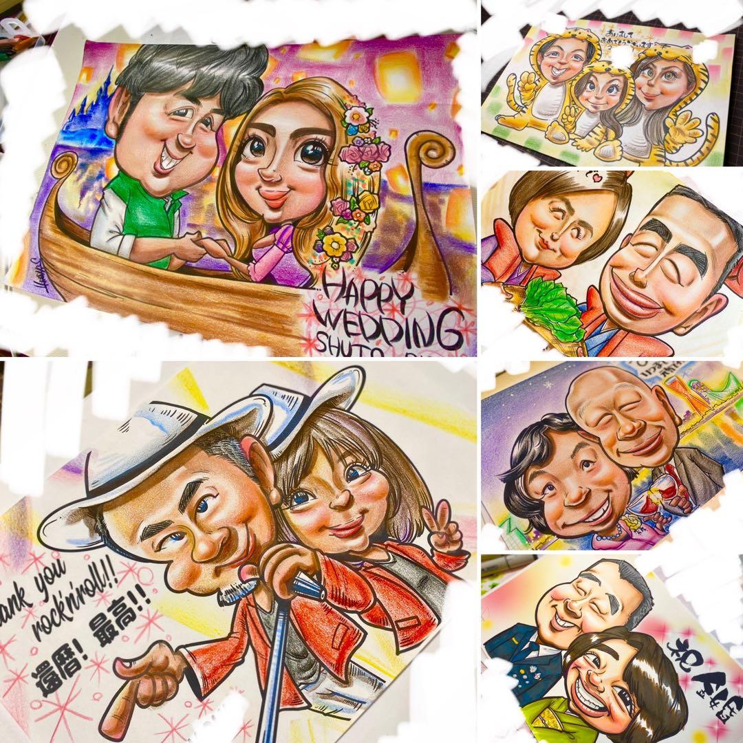 世界で1枚のオーダーメイド似顔絵★大人数ok★記念日★誕生日★結婚式★送別