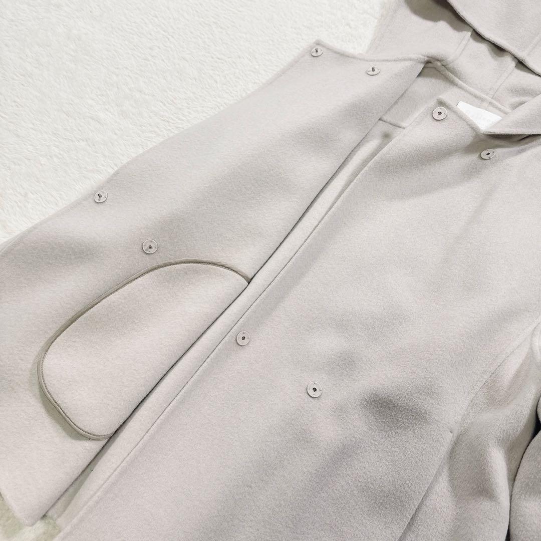 【美品】ボールジィ　プレミアムウールリバー フーデッドショートコート　薄ベージュ