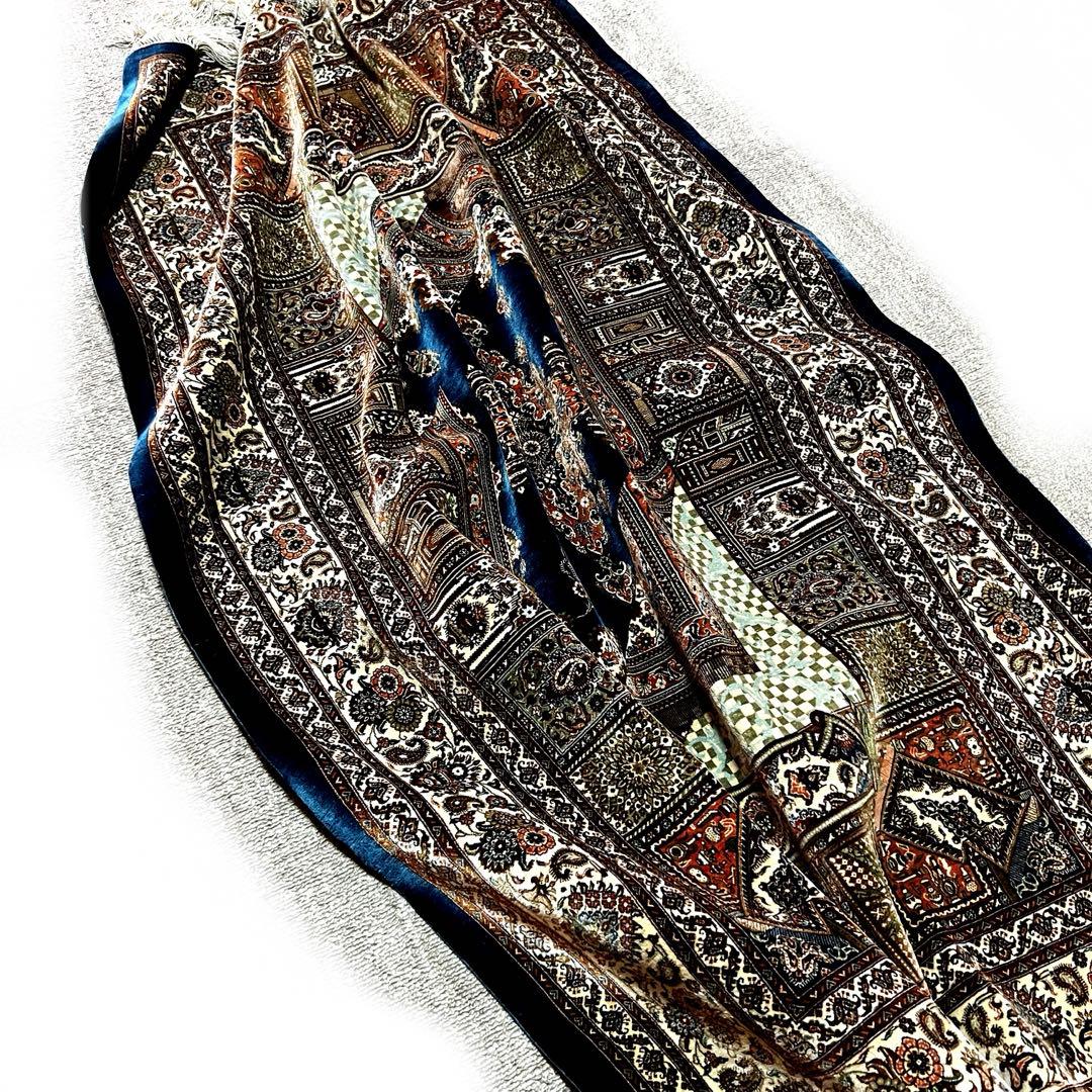 【ペルシャ絨毯】最高級 ジャムシディ クム産 シルク 本物 手織り 高密度 青色