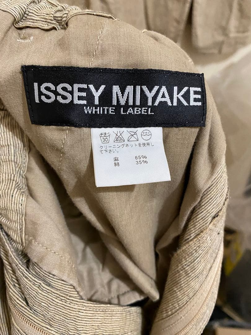 Issey Miyake Men シワベージュ ストライプスーツセット 夏用