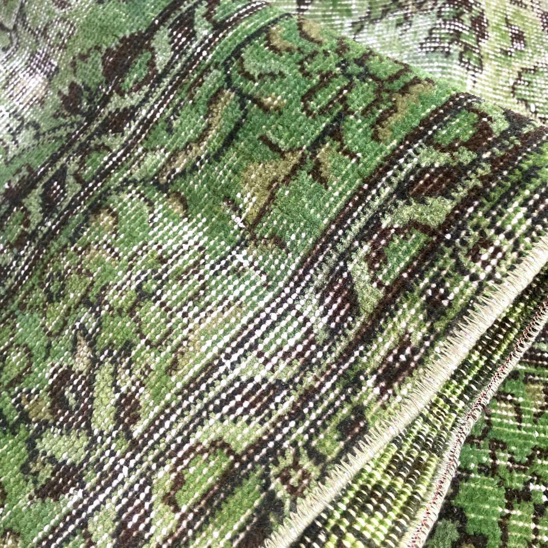 60×120ワサビグリーン　オーバーダイ　トルコあヴィンテージラグ