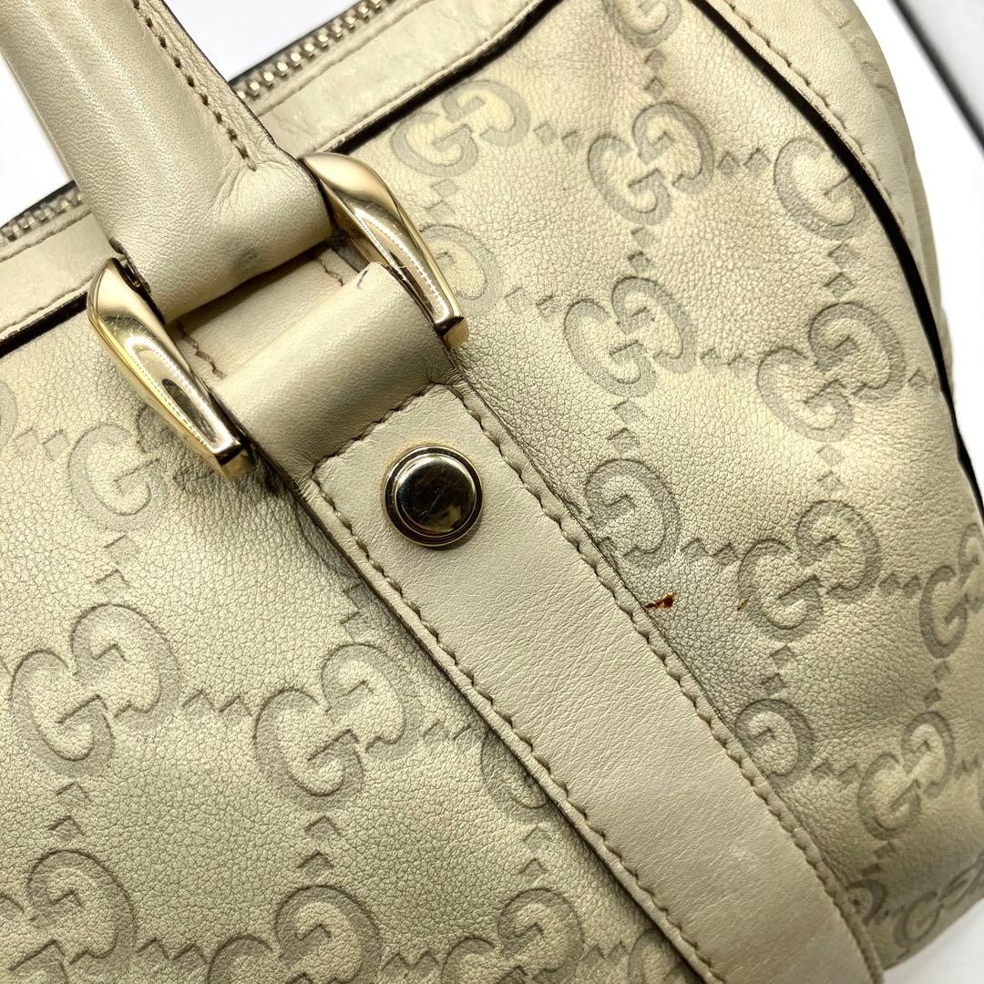 GUCCI グッチ ミニボストンバッグ ハンドバッグ グッチシマ アイボリー