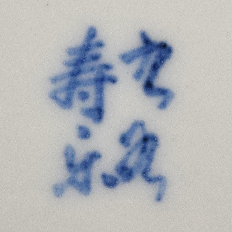 九谷焼　九谷寿楽窯　嶋田寿楽作　染付　菖蒲文　盛皿　共箱　V　R9055