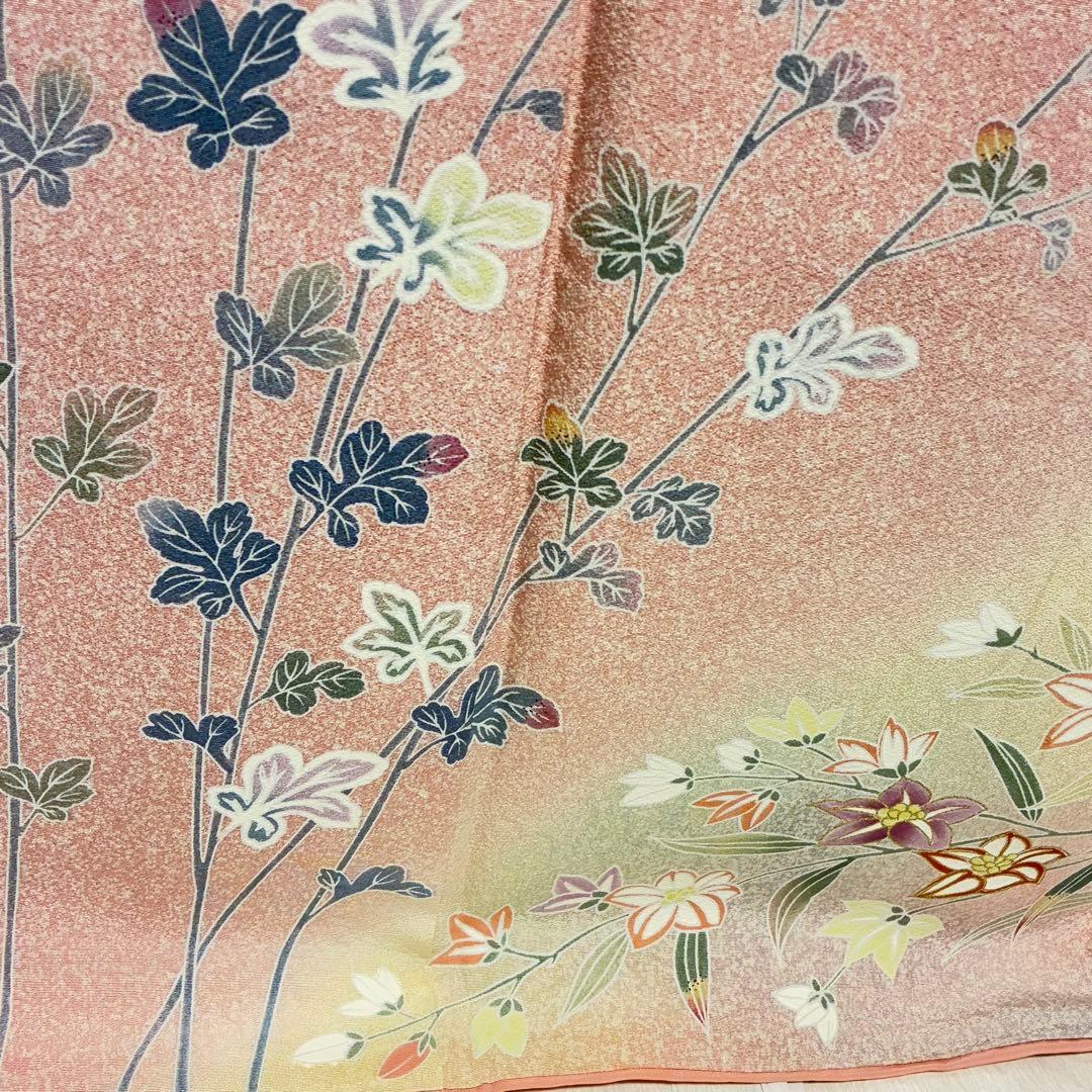 D184 訪問着　友禅　花模様　正絹　着物　袷　極美品