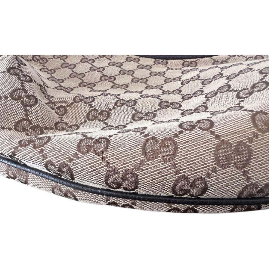 GUCCI グッチ ロゴ GG柄 キャンバス ハーフムーン ワンショルダーバッグ