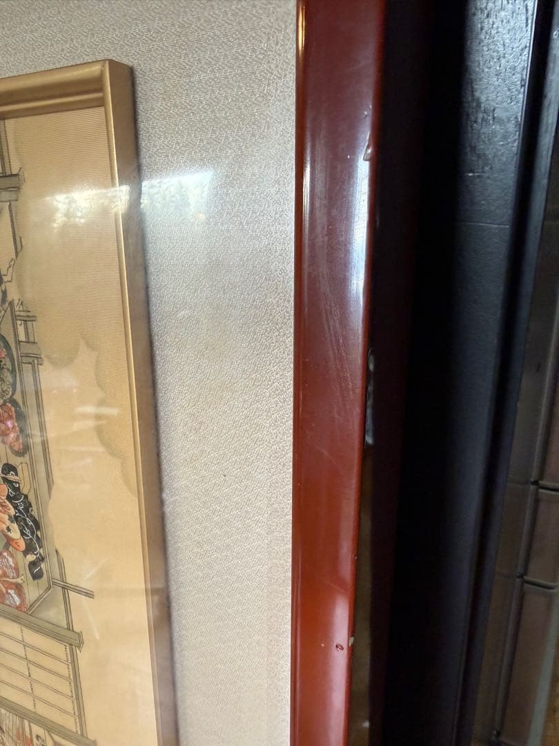 京都で見つけたヴィンテージ　江戸時代 浮世絵　絹　額入り