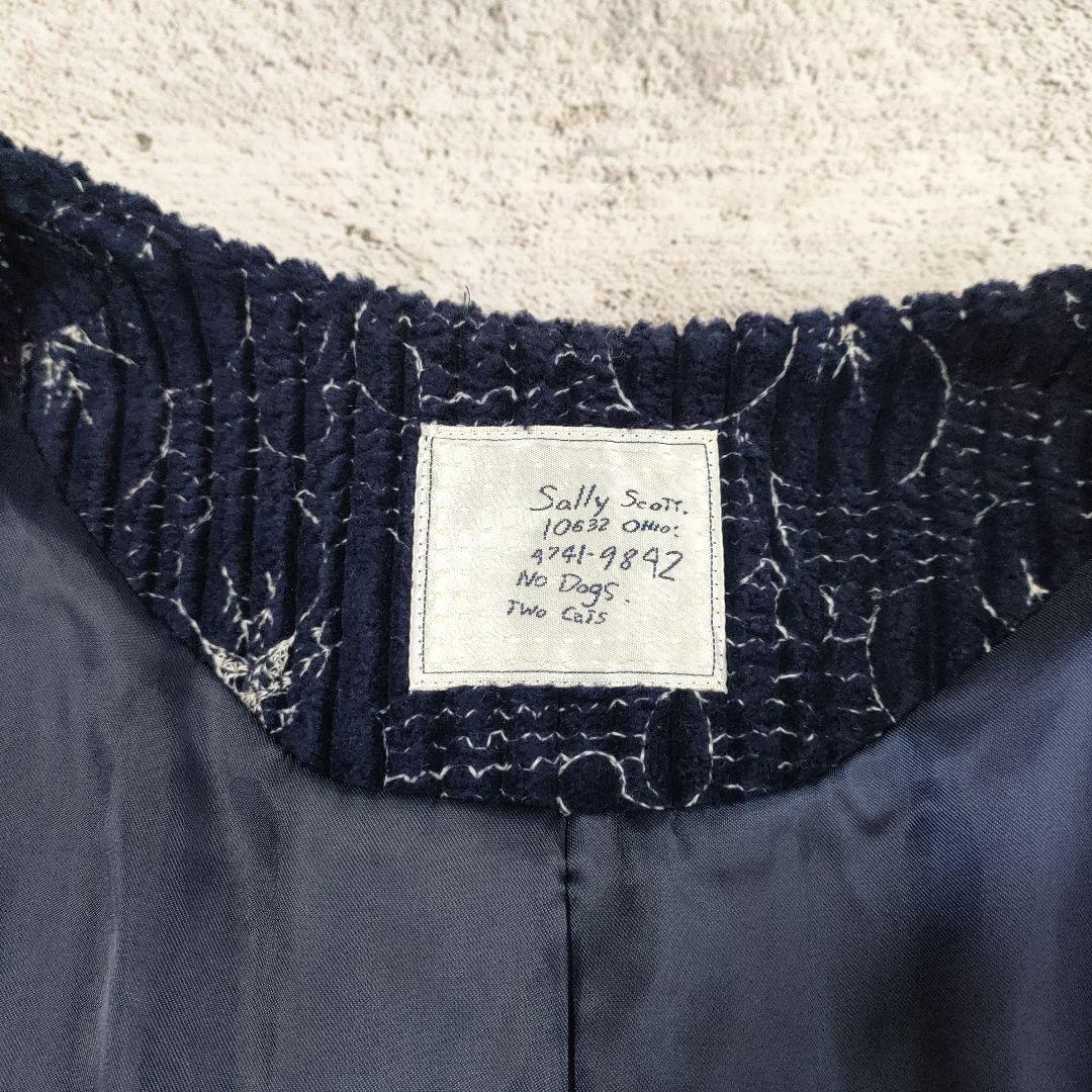 Sally Scott　フラワー刺繍 太畝コーデュロイ ノーカラージャケット