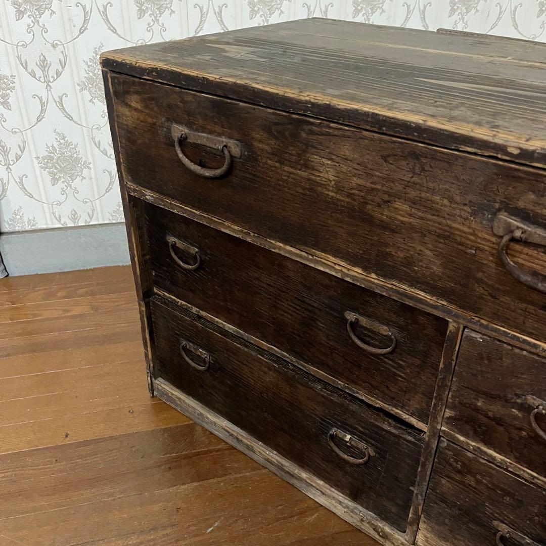 【アンティーク】昭和レトロ 木製 小箪笥 小引出し 収納棚 チェスト 古家具