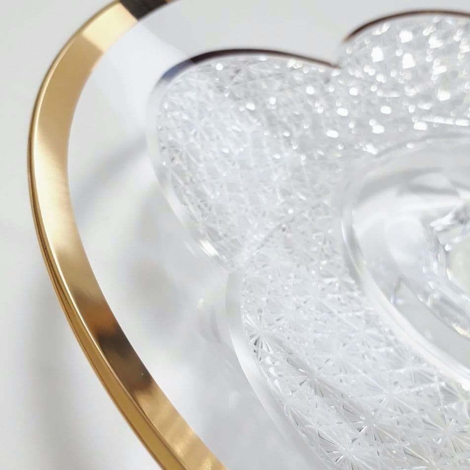 江戸切子　カガミクリスタル　 金縁 クリスタル　　最高級　大皿　【 美品 】