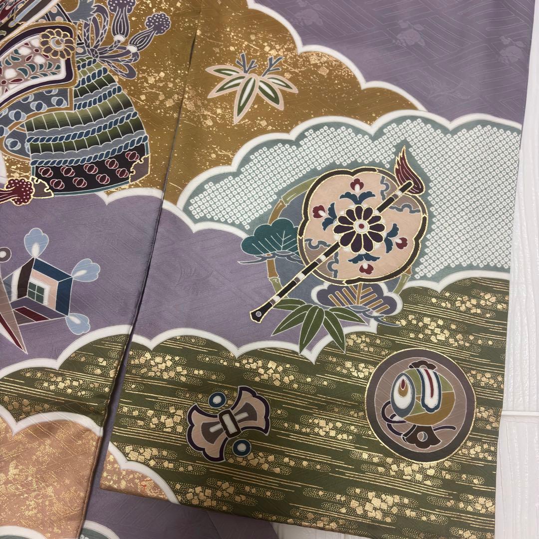 【新品】正絹 京友禅 多色染 伝統色 葡萄色 本金彩 お宮参り 産着 襦袢付