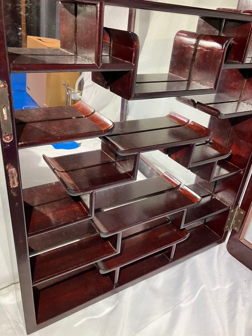 【Y1004】飾り棚 唐木 中国 古美術 アンティーク ビンテージ 鏡 壁掛け