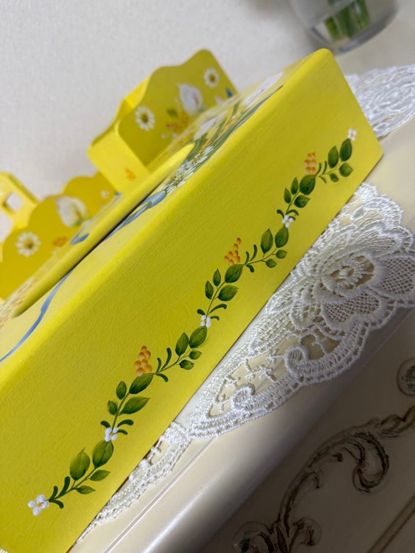 トールペイント作品　カラー柄　ティッシュボックス他　4点セット