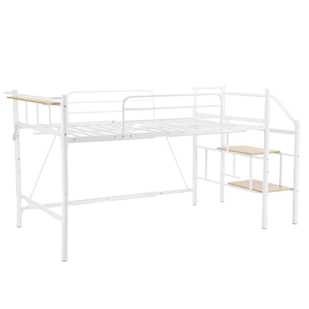 ロフトベッド【パイプ床板・SDセミダブル】 北欧風 大人 一人暮らしWHITE