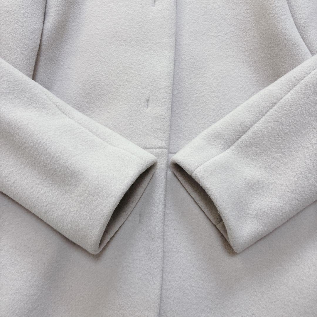 ANAYI アナイ ダブルビーバー クルーコート ノーカラー カシミヤ混 ピンク