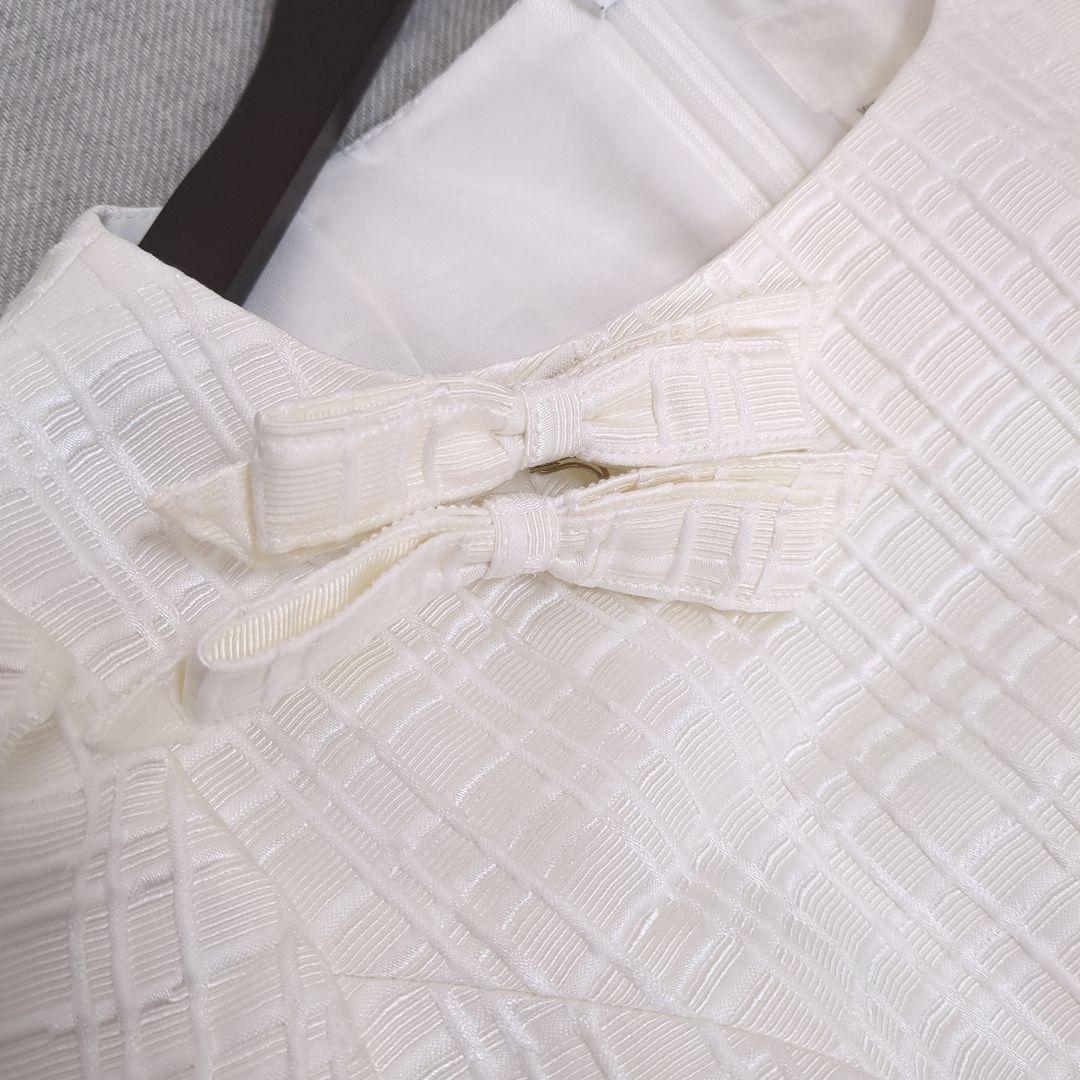 ☆Rene ルネ ジャガード フレアワンピース フレンチスリーブ Aライン 34