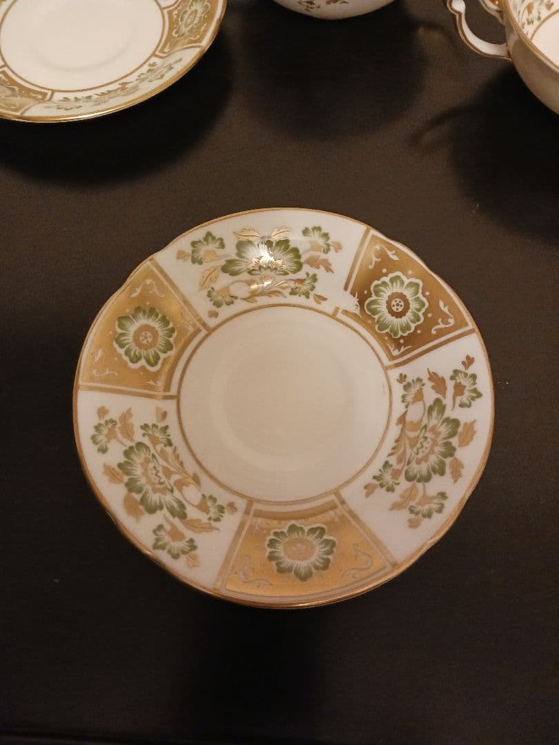 ロイヤルクラウンダービー パネル グリーン スープカップ＆ソーサー①②