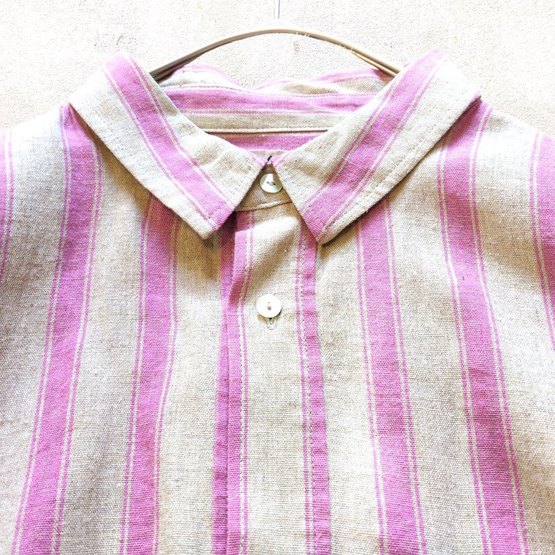 ICHI Antiquitesイチアンティークス リネンコットンストライプシャツ