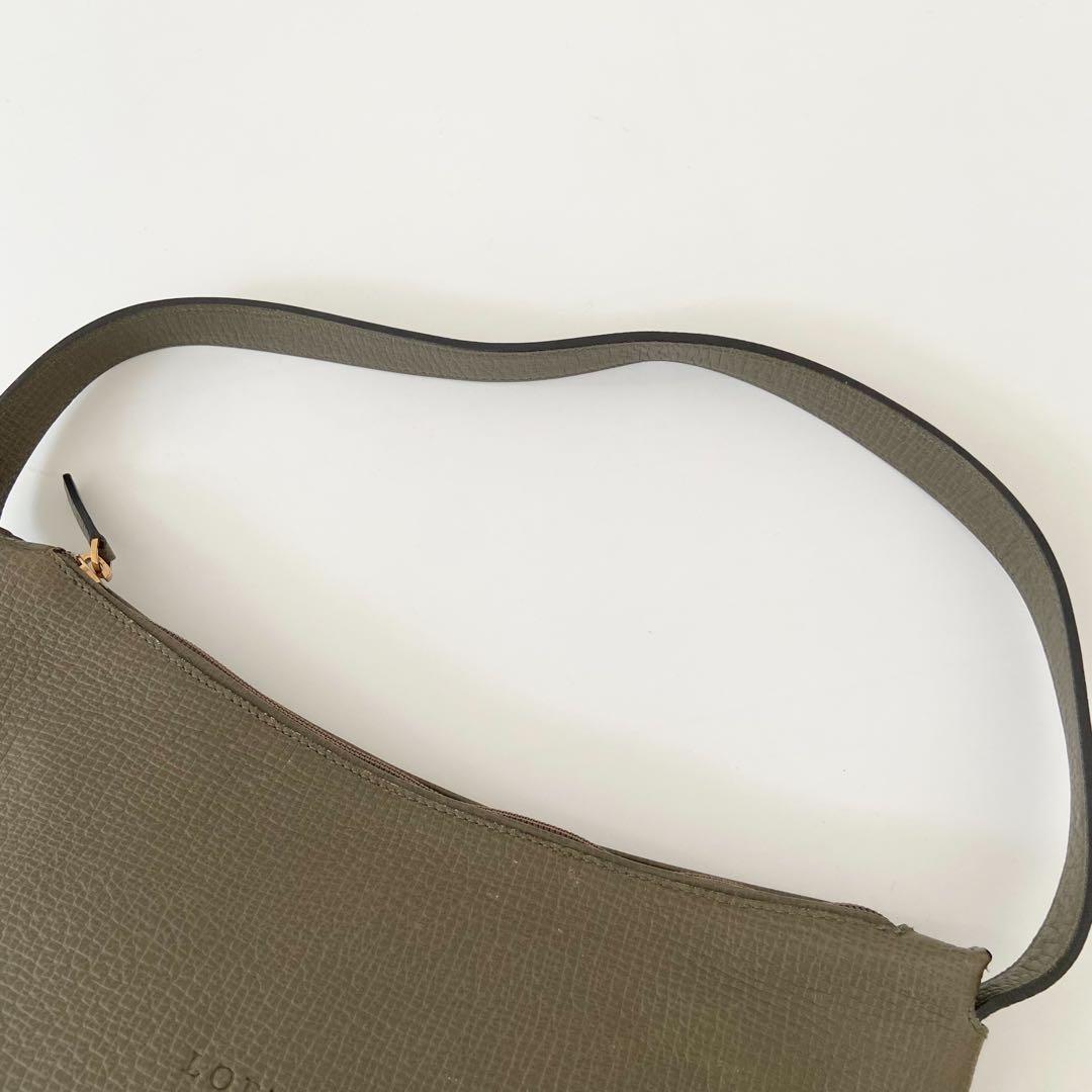 希少　LOEWE　ヴィンテージ　レザー　ワンショルダーホーボー　カーキグリーン