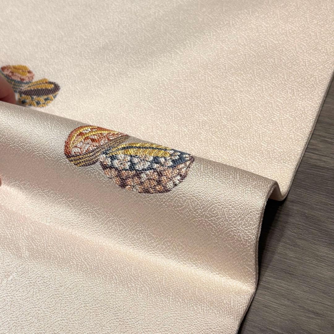 m*e様 名古屋帯 西陣織 正絹 白ピンク so273