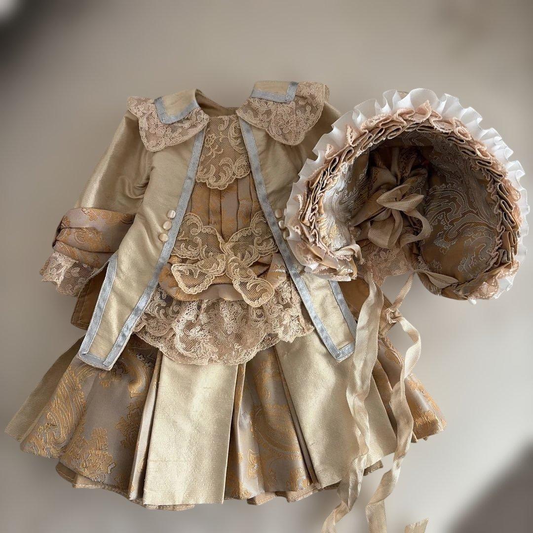 アンティークドール用　ジュモー ドレス&ボネ