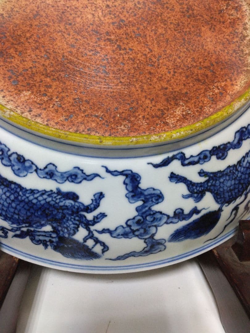 中国美術青花麒麟紋皿