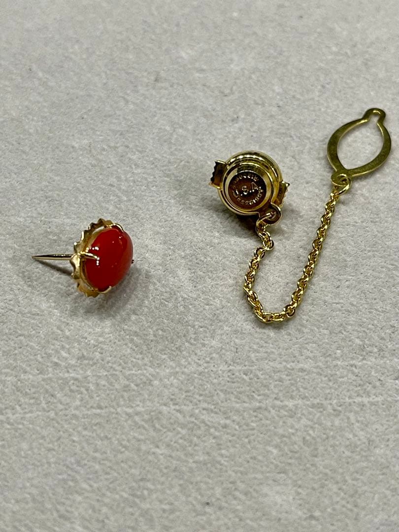 K14 ゴールド 地中海珊瑚 コーラル 14金 ピンブローチ CORAL