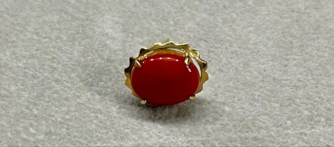 K14 ゴールド 地中海珊瑚 コーラル 14金 ピンブローチ CORAL