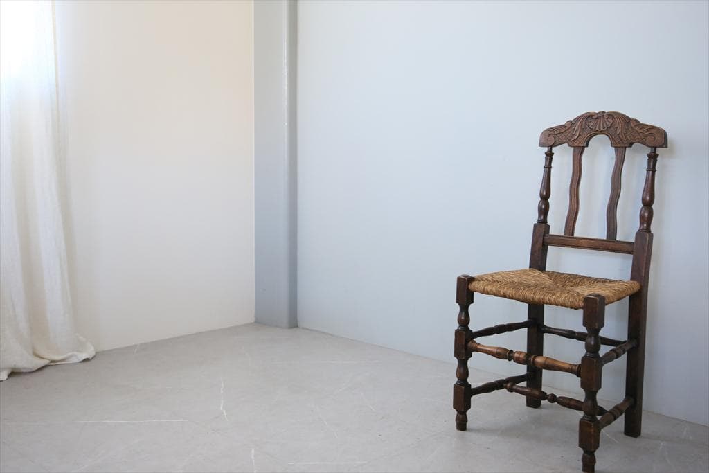 フランスアンティーク木製ダイニングチェア/ラッシュシートイス(90-43-3)