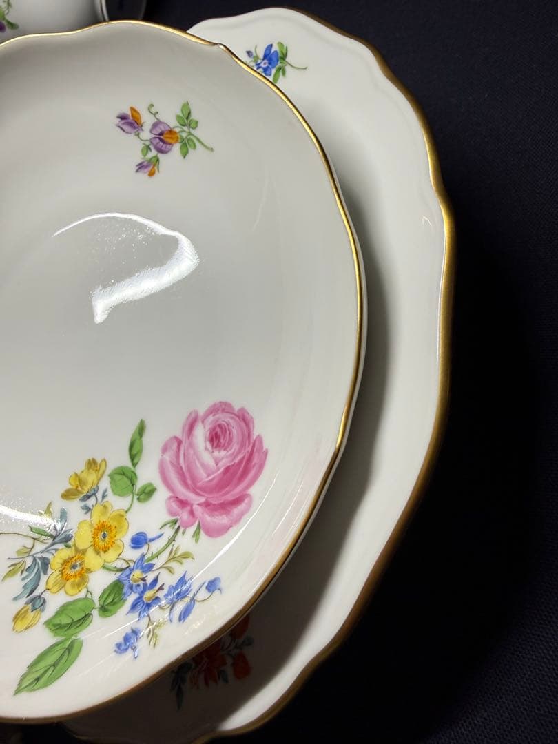 マイセン　三つ花（ピンクローズ）　カップ＆ソーサー＆プレート