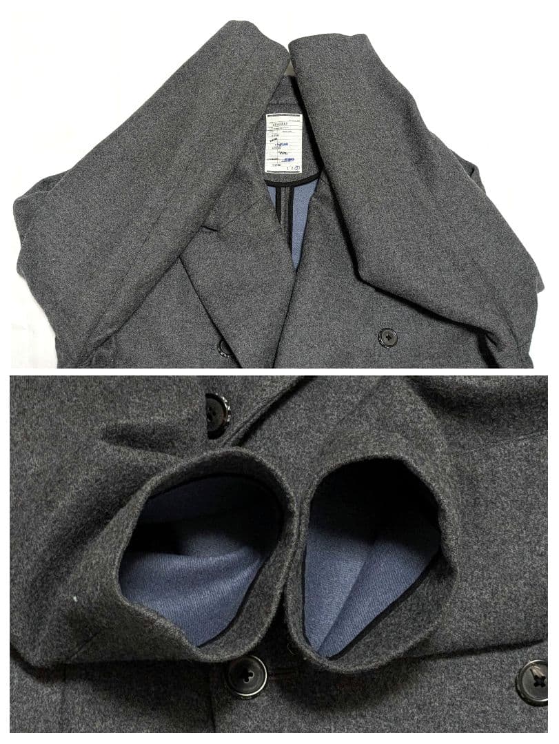 SHAREEF　カシミヤ　ウールコート　ダブルブレスト　Pコート　3