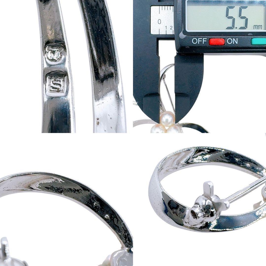 【美品】ミキモト ブローチ アコヤ パール 真珠 シルバー リボン フォーマル