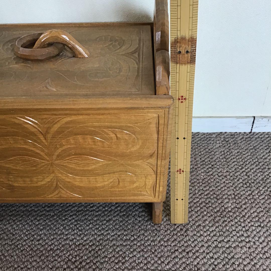 美品☆アイヌ工芸　木彫り　彫刻　アイヌ紋様　収納ボックス　アンティーク