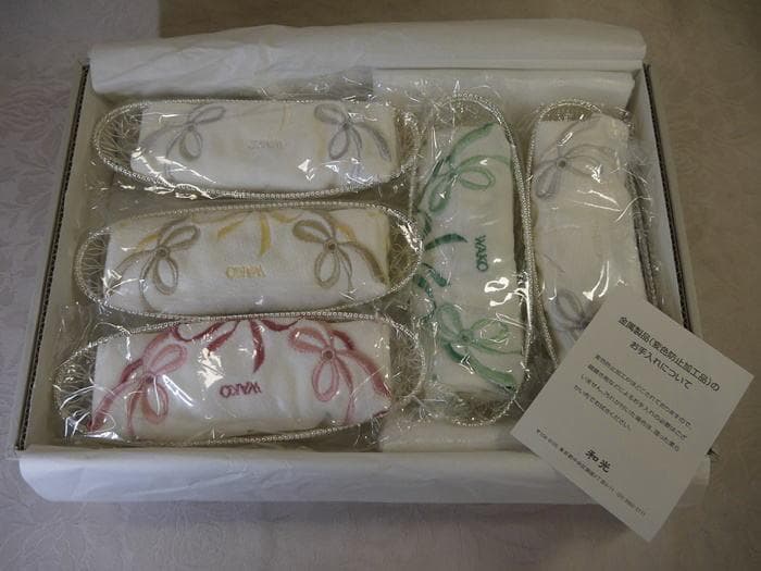 値下！銀座和光　WAKO 銀細工おしぼりトレイハンドタオルセット５客未使用超美品