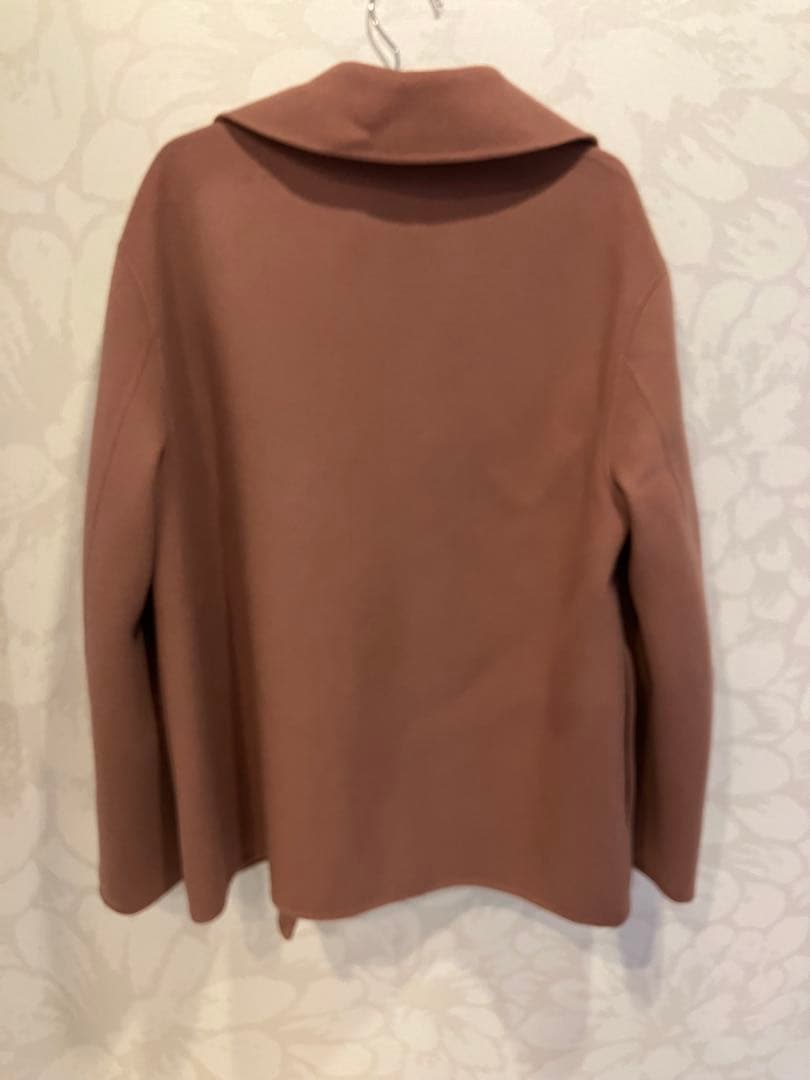 美品Theory ウールカシミヤダブルフェイスピーコート　ピンク