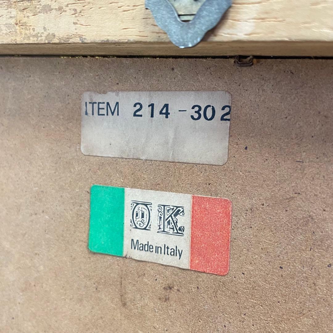 イタリア製 アンティーク調 8角ミラー 鏡 花柄 壁掛け式 ウォールミラー 姿見