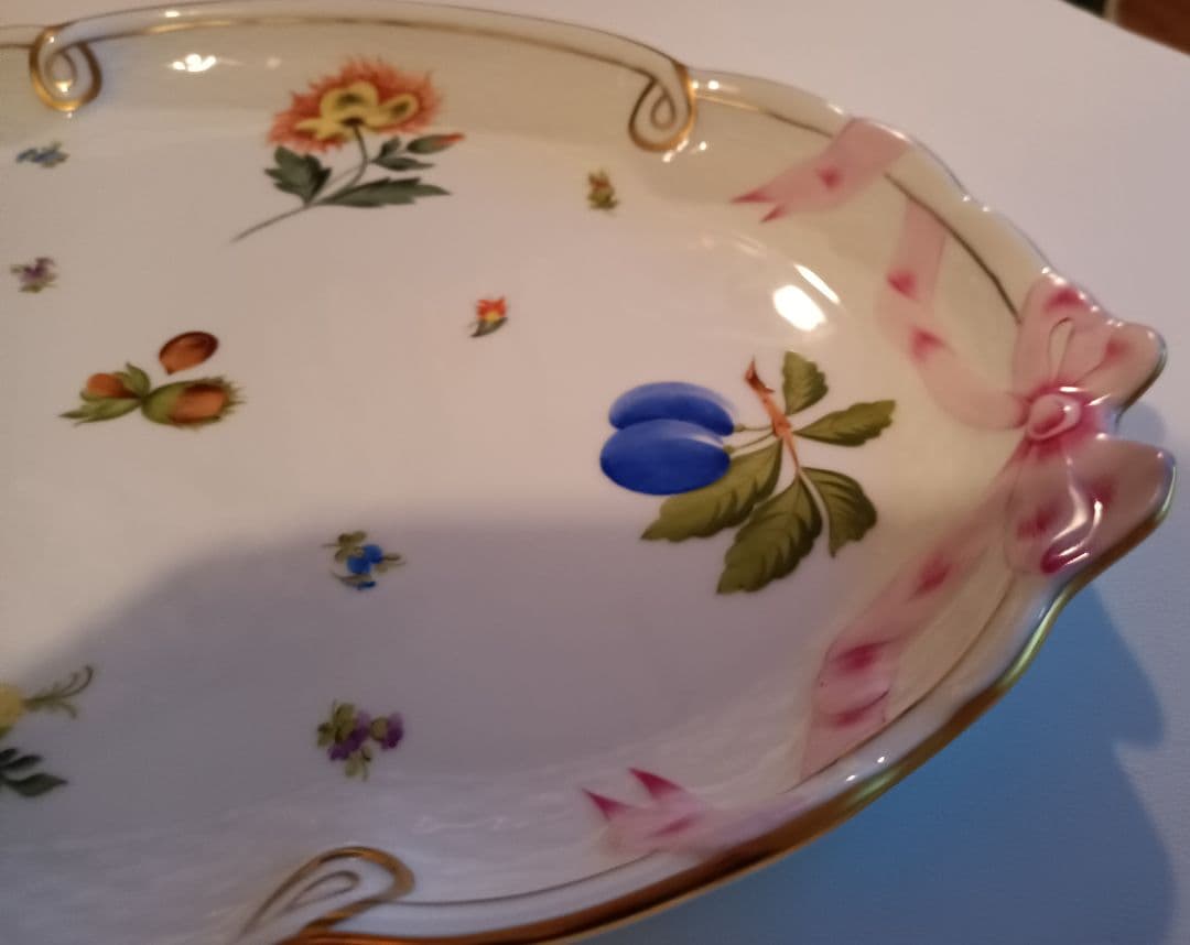 【ヘレンド】　HEREND　フルーツコンポディション　パーティプレート　オーバル