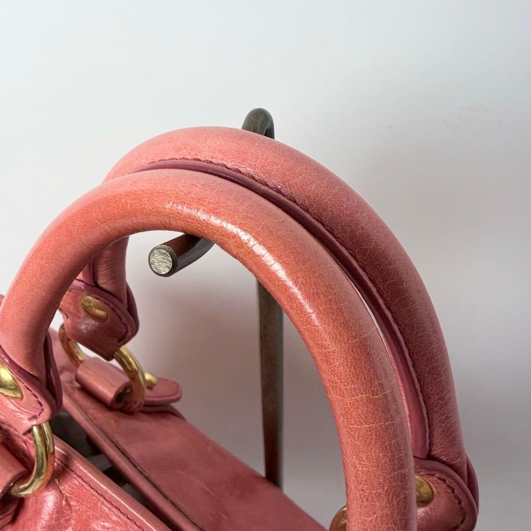 miumiu ミュウミュウ　レザー　2way　ハンドバック ショルダー　ピンク